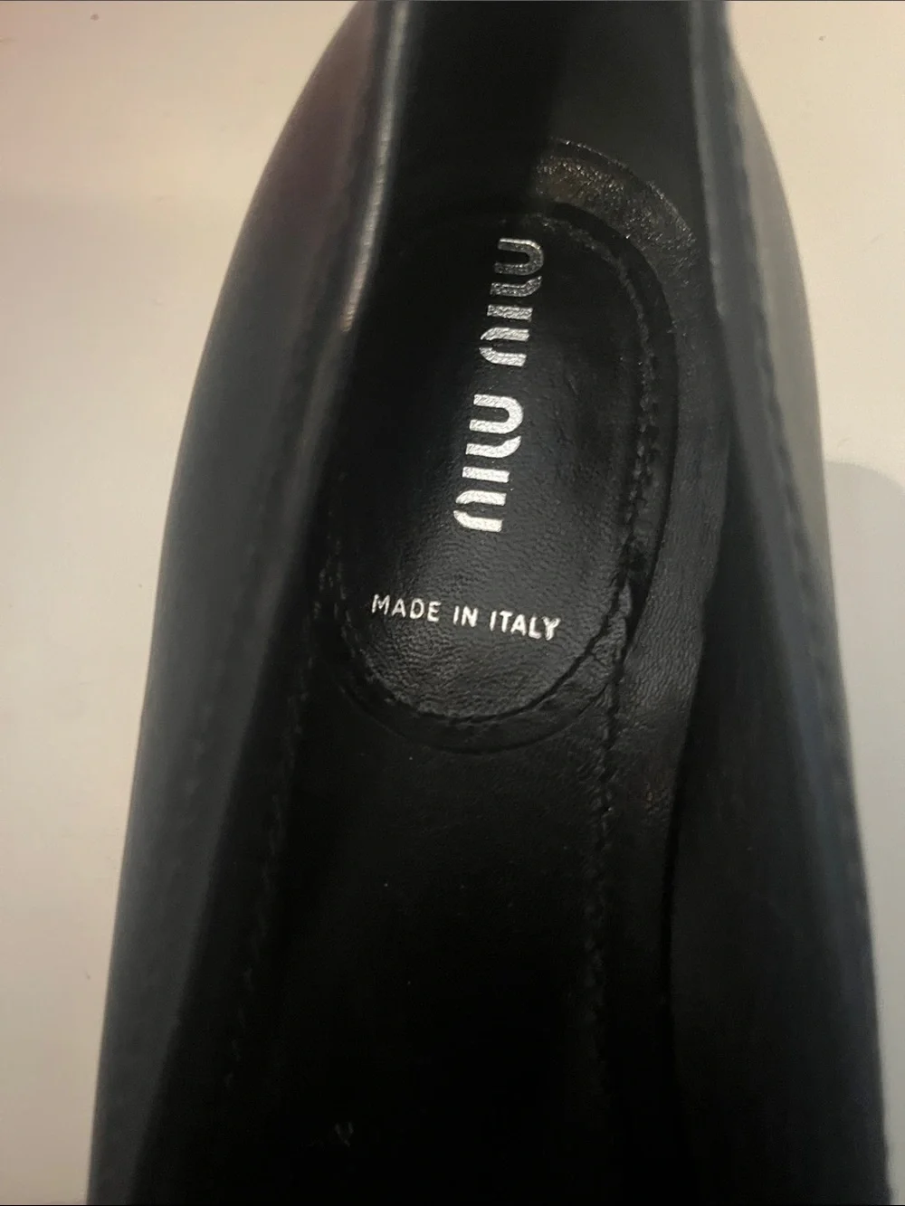 Miu Miu Black Leather Ballet Flats with Gold Rope Buckle
